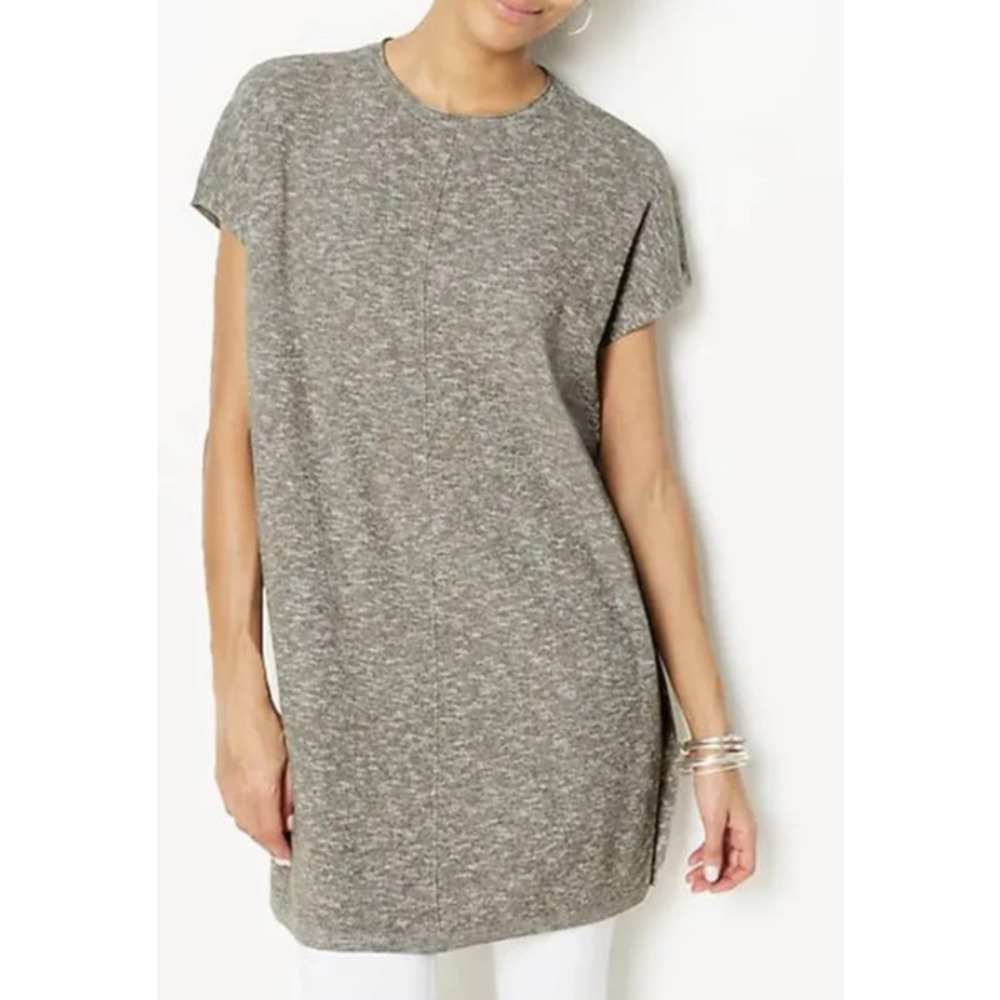 J Jill Pure Jill Easy Sweater Knit Textured Tunic Heather Gray Women's L